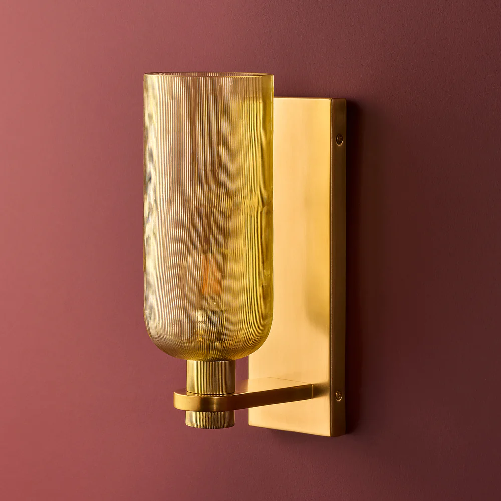 Pooky - Riven Wall Light - Etched Glass And Brass