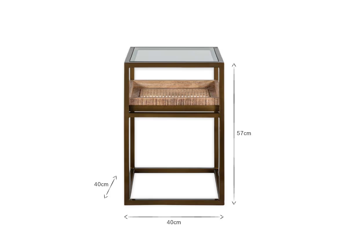Nkuku - Luzon Iron & Mango Wood Display Side Table - Brass