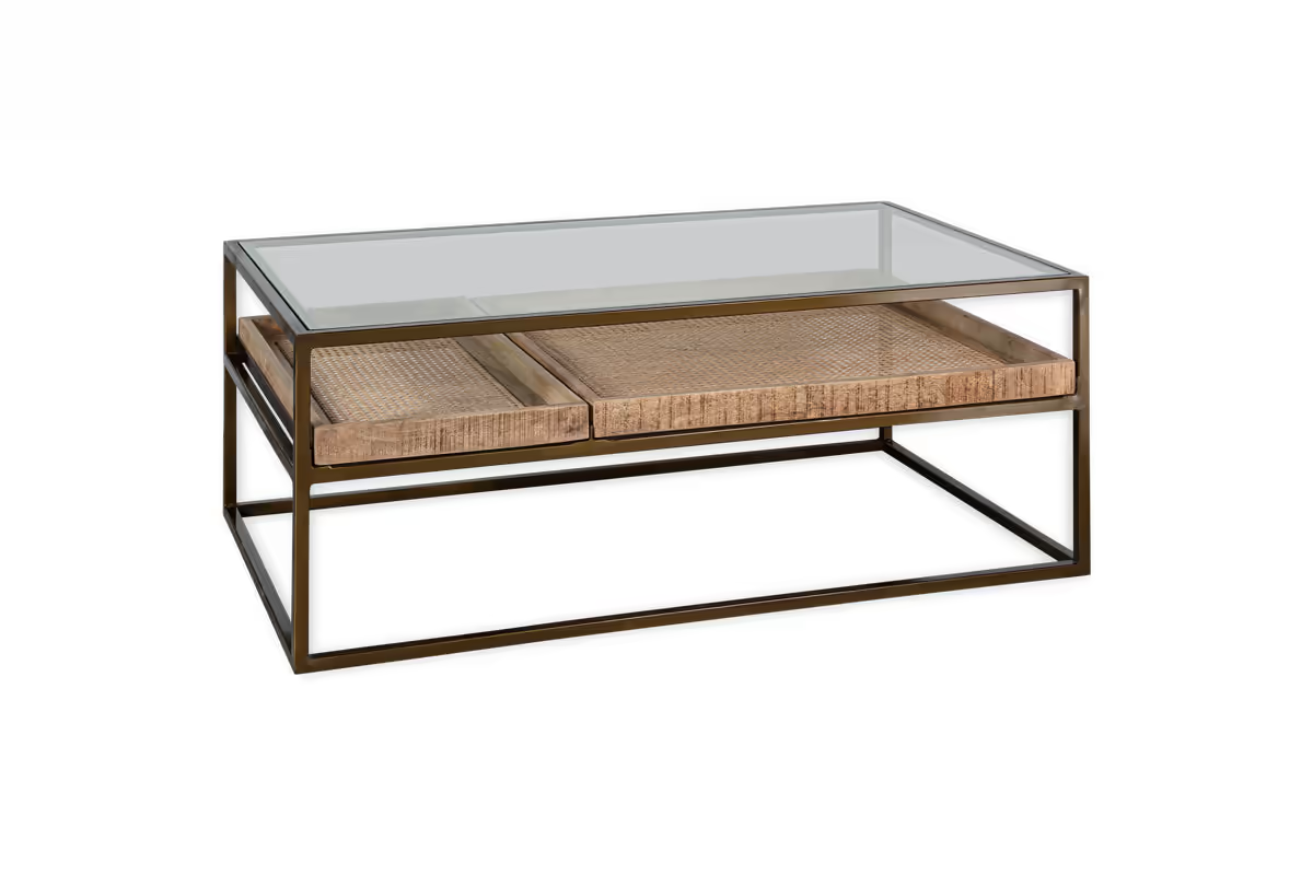 Nkuku - Luzon Iron & Mango Wood Display Coffee Table - Brass
