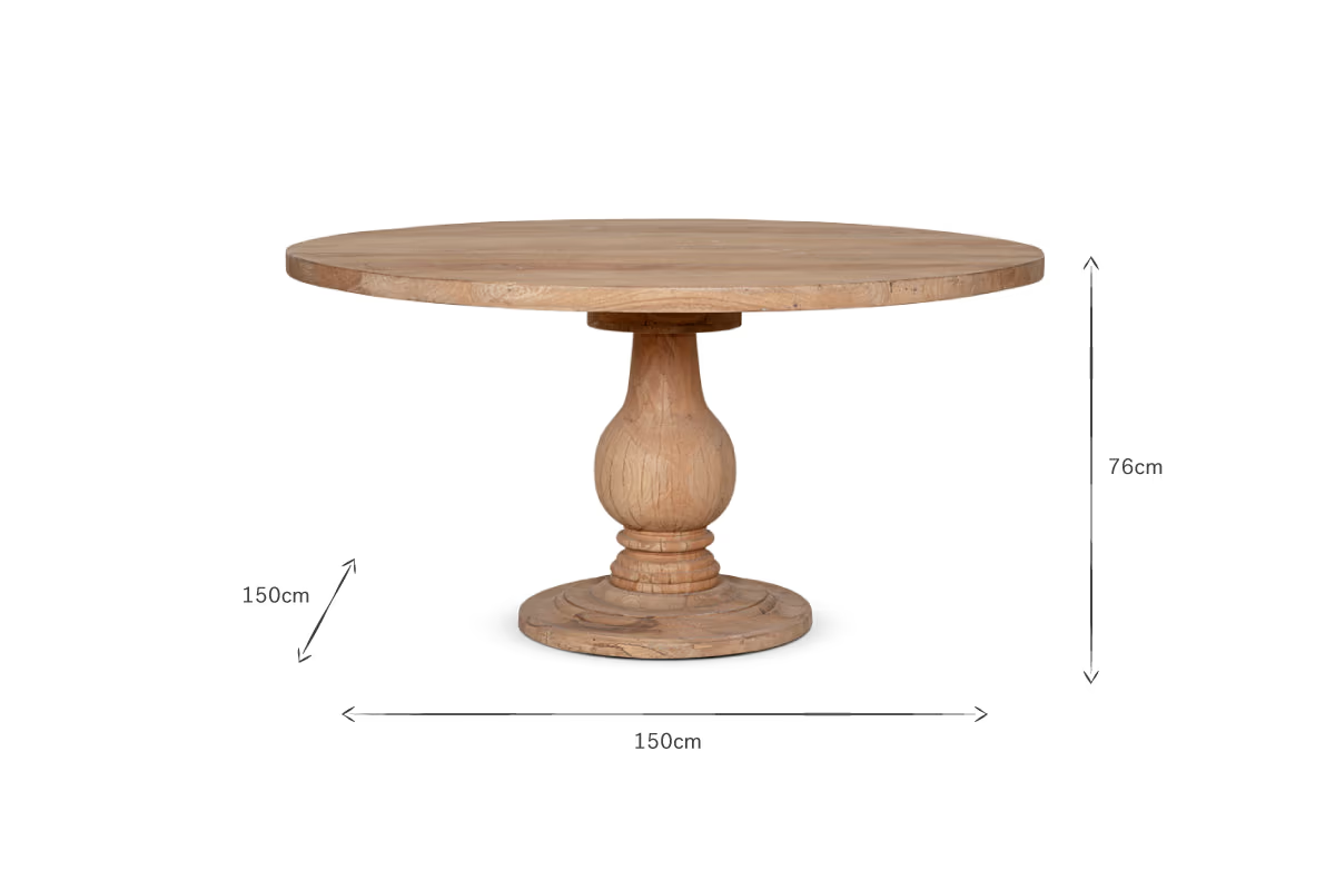 Nkuku - Laya Round Carved Wood Table - Large