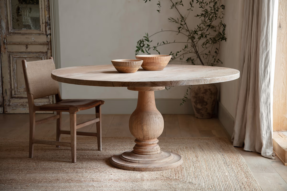 Nkuku - Laya Round Carved Wood Table - Large