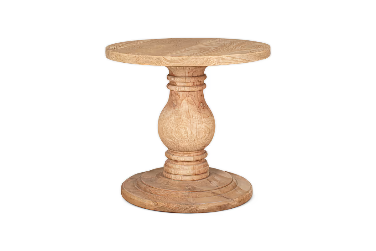 Nkuku - Laya Round Carved Side Table - Natural
