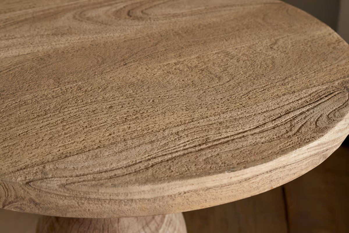 Nkuku - Laya Round Carved Side Table - Natural
