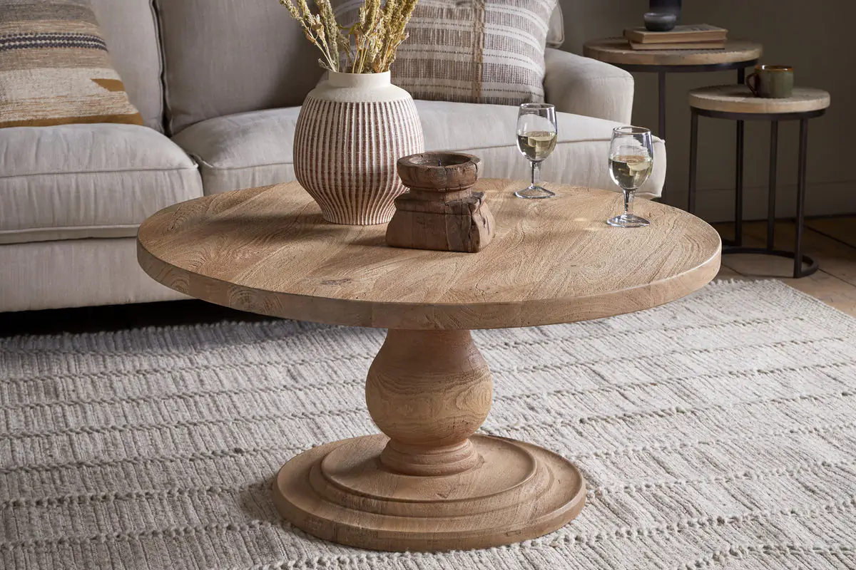 Nkuku - Laya Round Carved Coffee Table - Natural