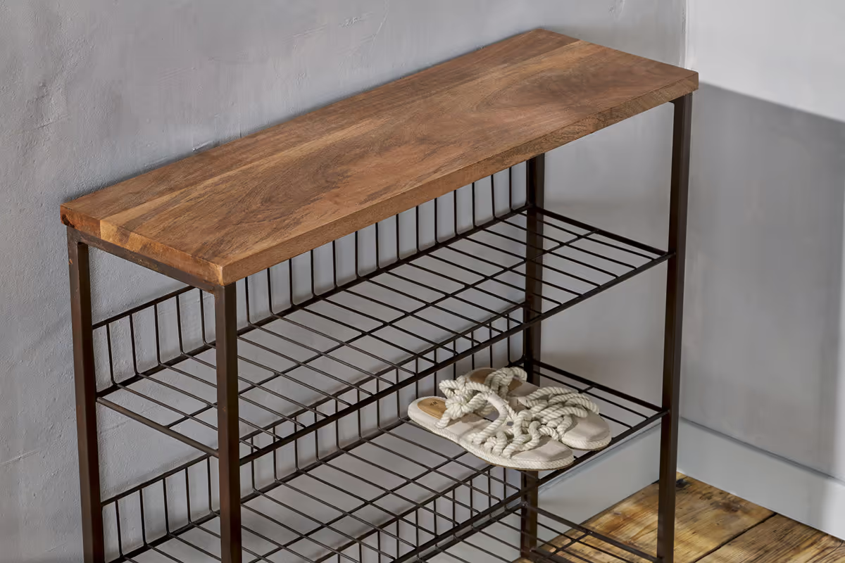 Nkuku - Kiyoma Iron & Wood Tall Standing Shelves - Natural