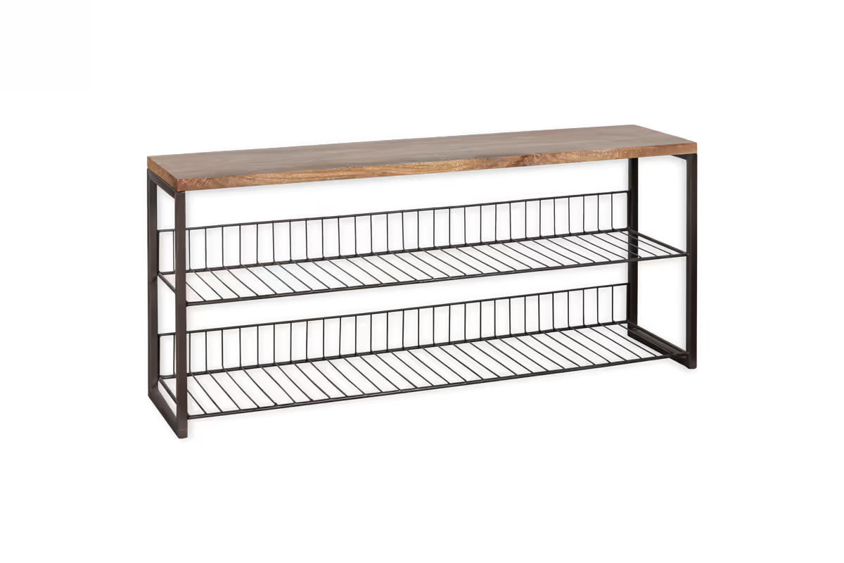 Nkuku - Kiyoma Iron & Wood Low Standing Shelves - Natural