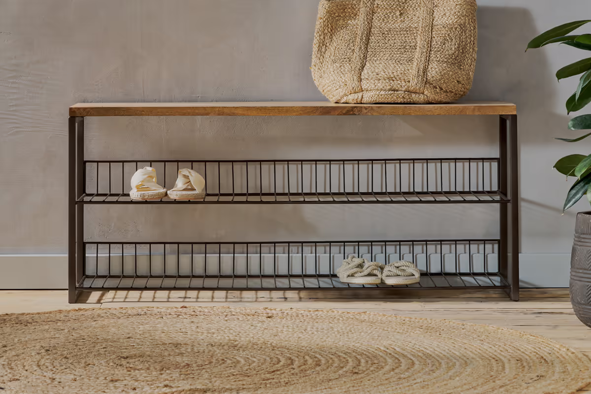 Nkuku - Kiyoma Iron & Wood Low Standing Shelves - Natural