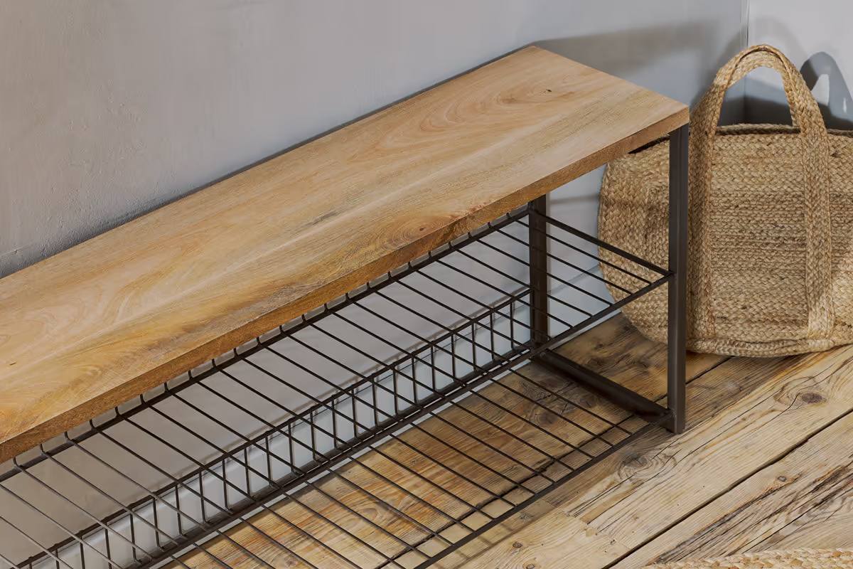 Nkuku - Kiyoma Iron & Wood Low Standing Shelves - Natural