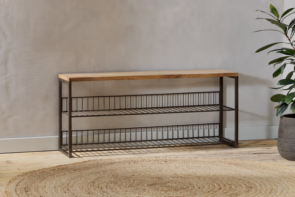 Nkuku - Kiyoma Iron & Wood Low Standing Shelves - Natural