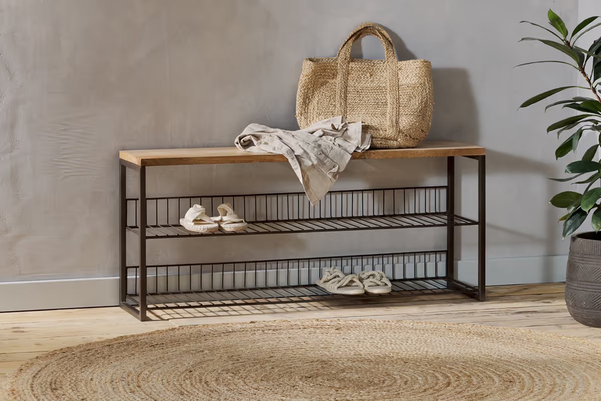 Nkuku - Kiyoma Iron & Wood Low Standing Shelves - Natural