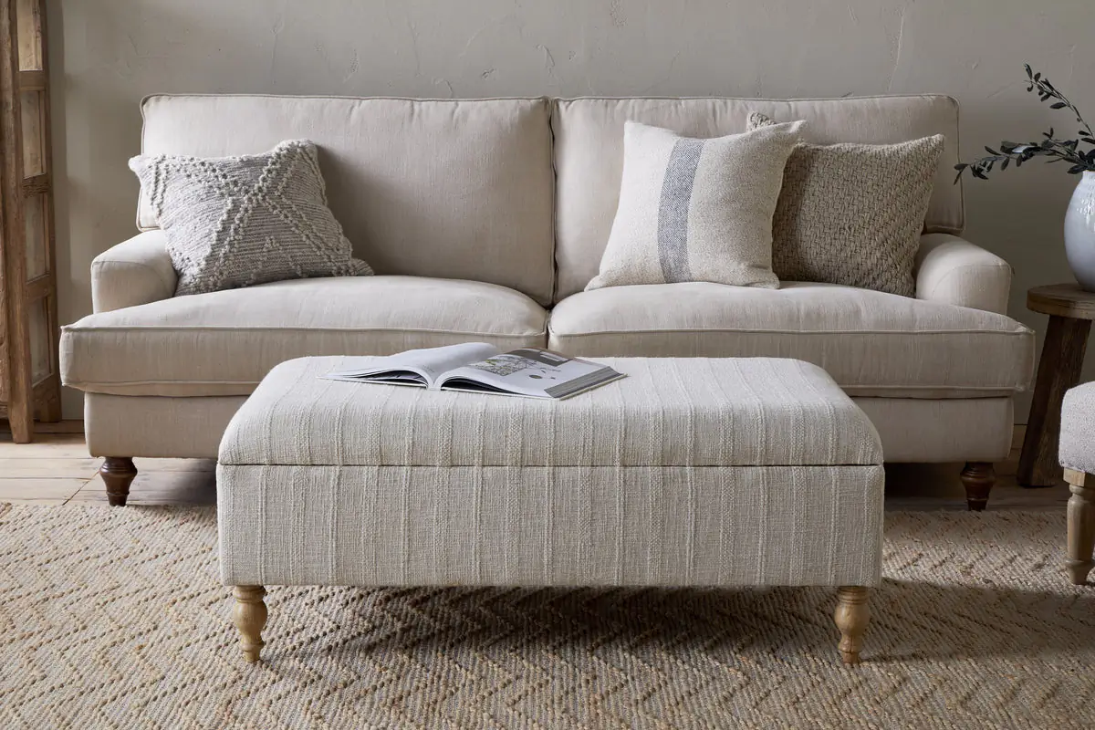 Nkuku - Kiana Upholstered Storage Ottoman - Natural