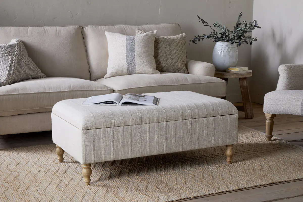 Nkuku - Kiana Upholstered Storage Ottoman - Natural