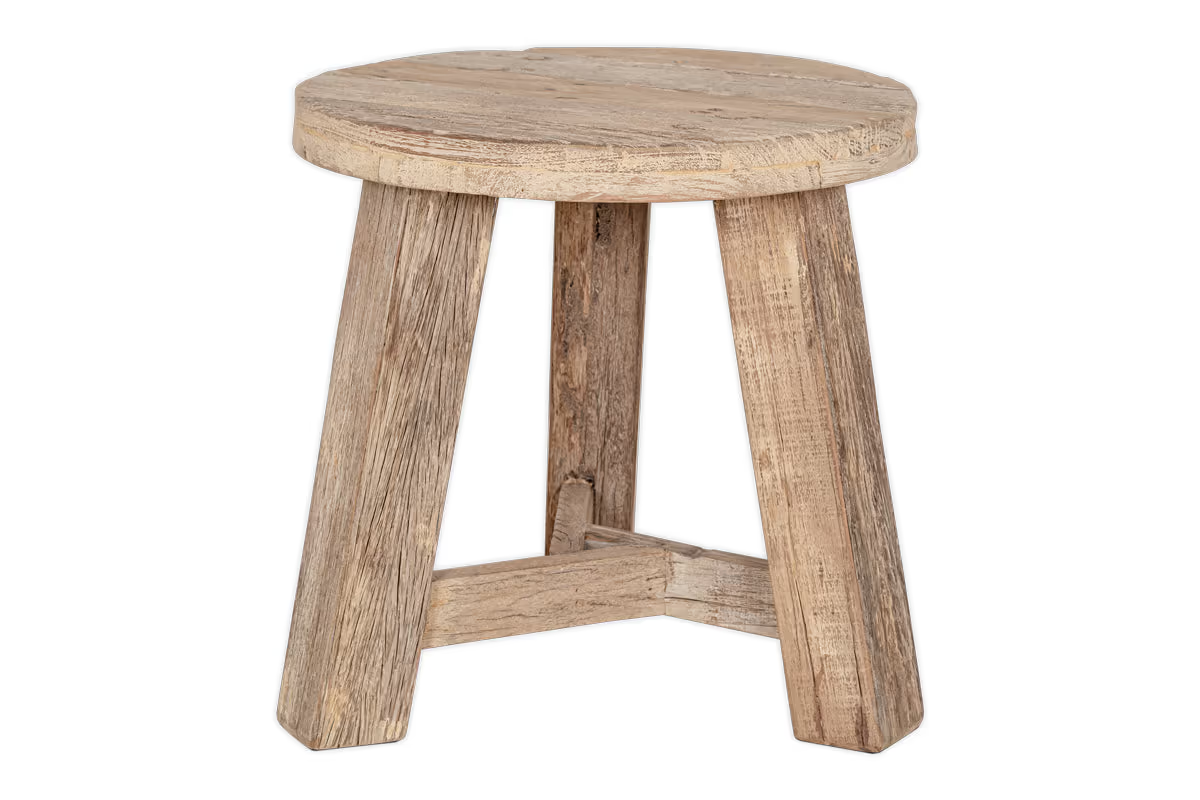 Nkuku - Ibo Reclaimed Wood Round Side Table - Natural