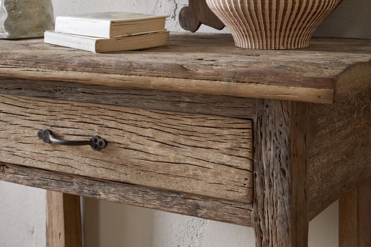 Nkuku - Ibo Reclaimed Wood 1 Drawer Console Table - Natural