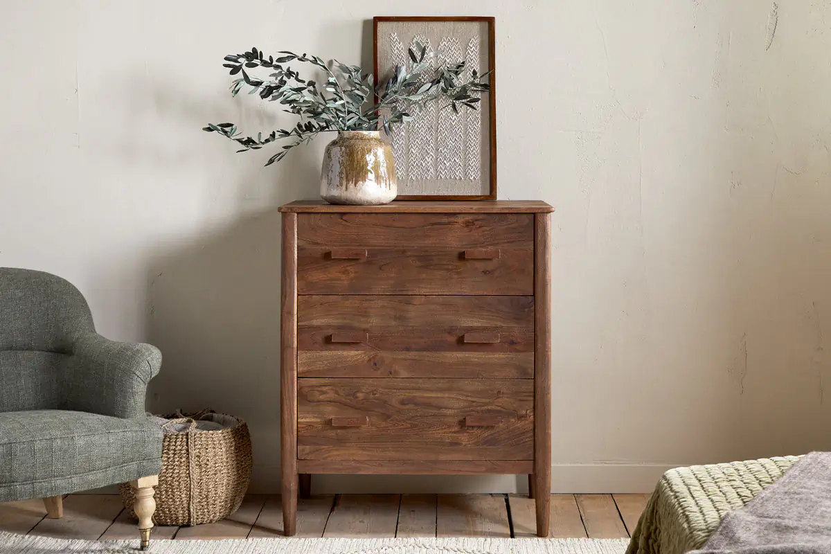 Nkuku - Anbu Acacia Chest of Drawers - Washed Walnut