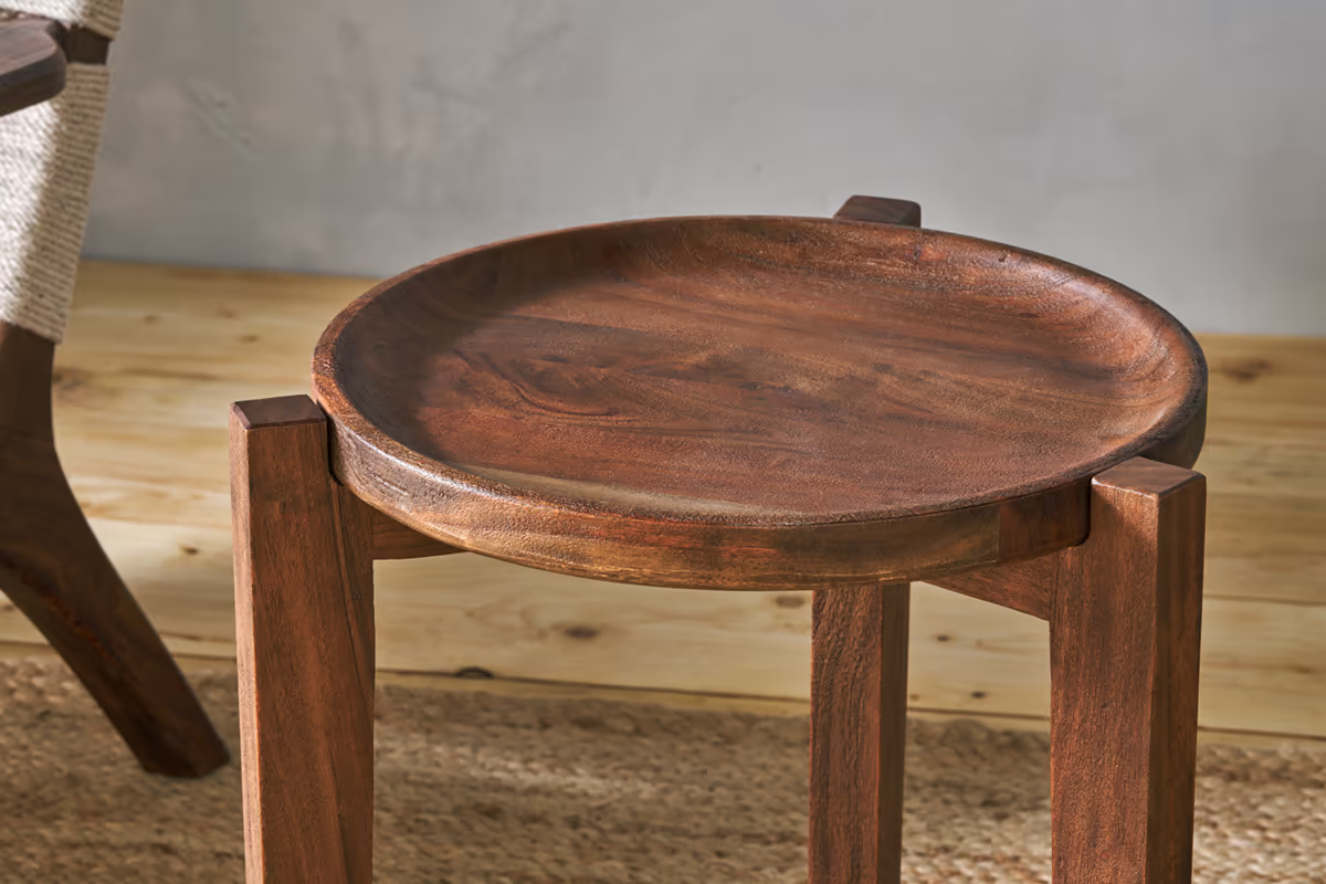 Nkuku - Umar Mango Wood Side Table - Dark Brown