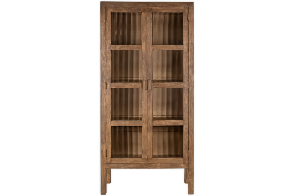 Nkuku - Mendani Mango Wood & Fluted Glass Cabinet - Walnut Stain