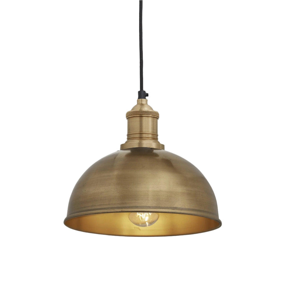 Industville - Brooklyn Dome Pendant Light - 8 Inch - Brass Shade - Brass Pendant Holder