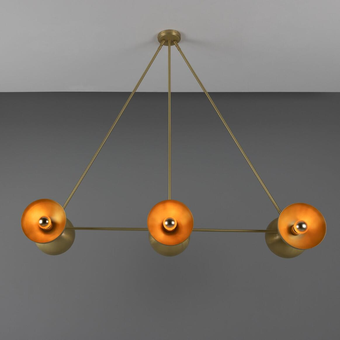 Mullan Eclipse Brass Dome Chandelier Six-Light - Satin Brass Finish