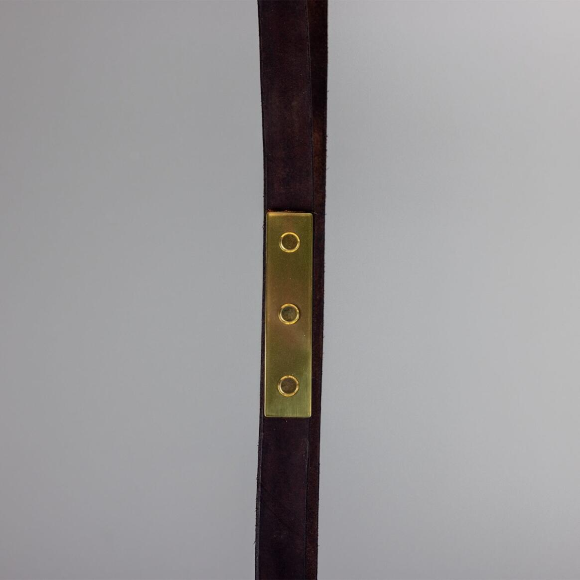 Mullan Holmes Linear Island Pendant with Leather Straps Five-Light - Powder-Coated Matte Black and Polished Brass Finish