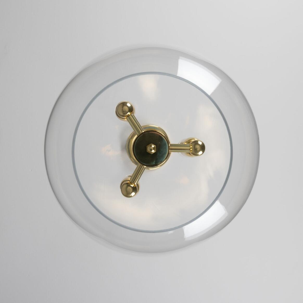 Mullan Clermont Modern Mini Chandelier with Open Glass Globe Three-Light - Polished Brass Finish