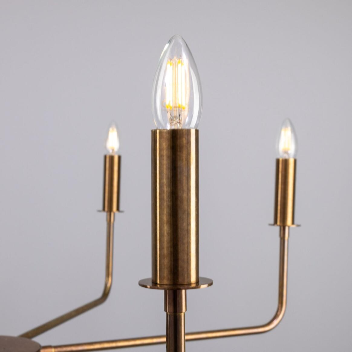 Mullan Irvine Modern Brass Chandelier Eight-Light - Antique Brass Finish
