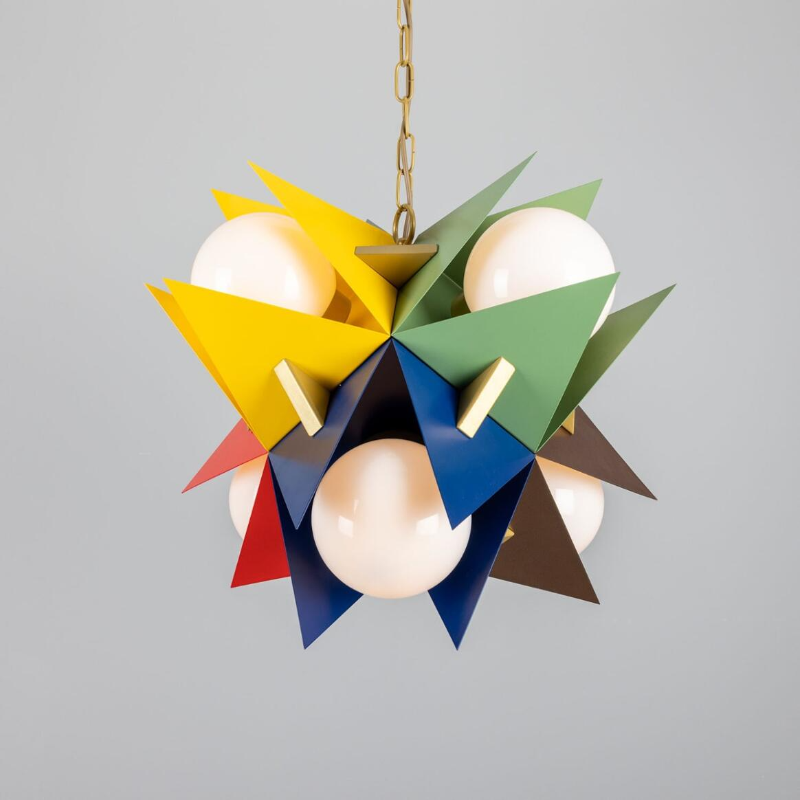Mullan Bisbee Multicoloured Avant-garde Chandelier with Opal Glass Globes Six-Light - Multicoloured Finish