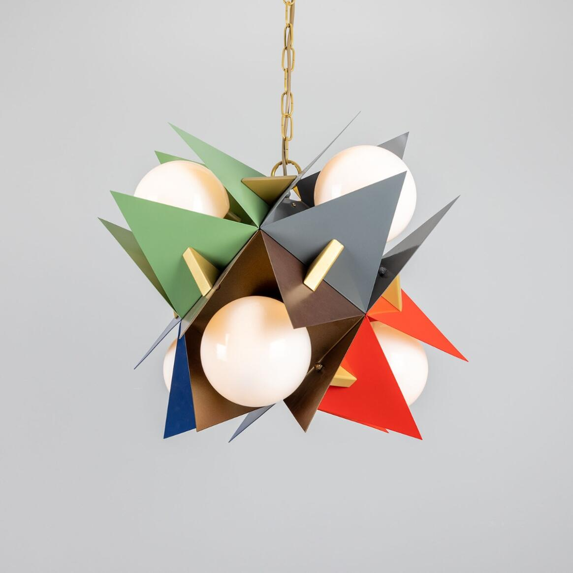 Mullan Bisbee Multicoloured Avant-garde Chandelier with Opal Glass Globes Six-Light - Multicoloured Finish