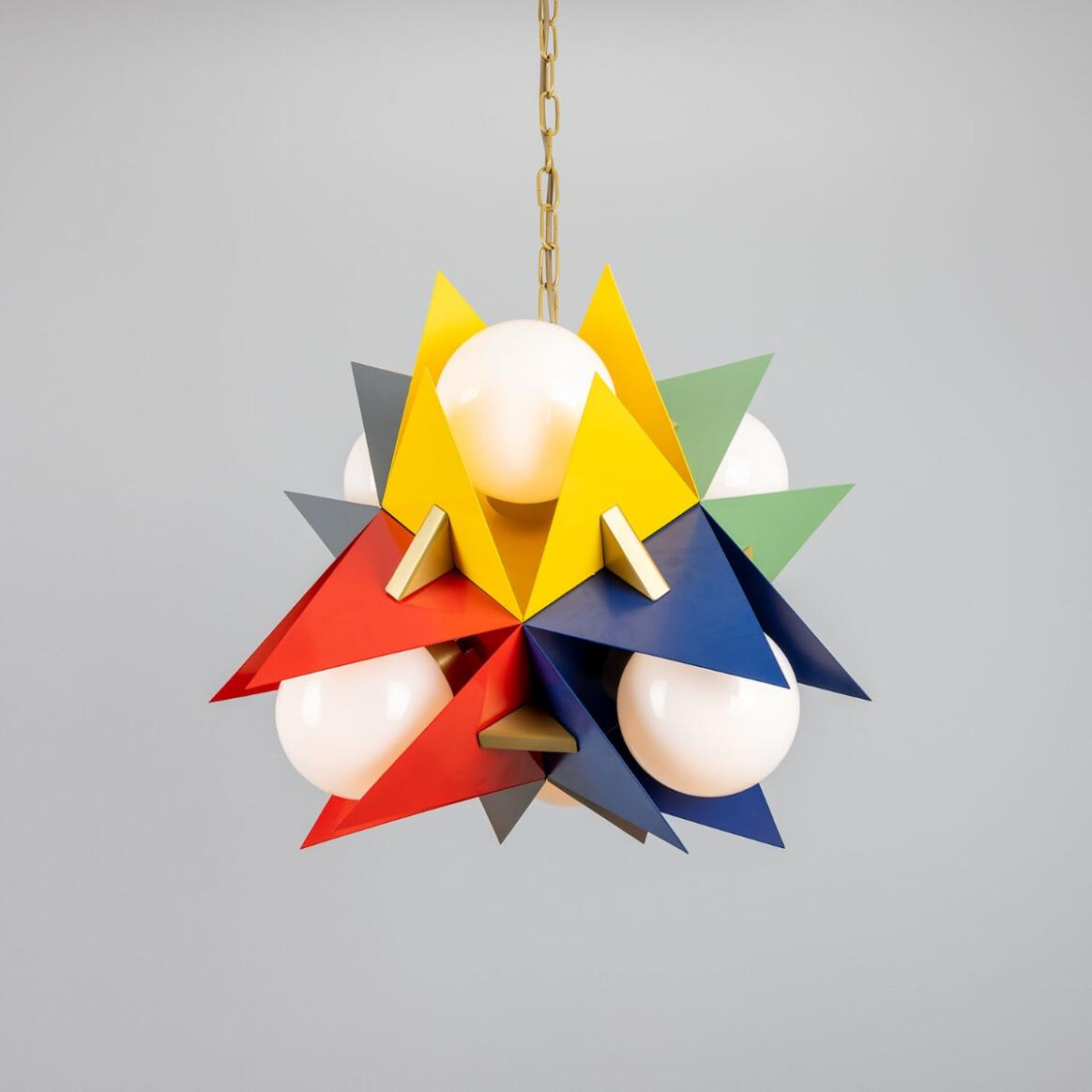 Mullan Bisbee Multicoloured Avant-garde Chandelier with Opal Glass Globes Six-Light - Multicoloured Finish