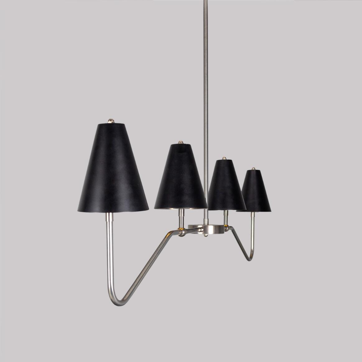 Mullan Salvador Island Bar Chandelier with Brass Shades - Antique Silver / Powder-Coated Matte Black Shades Finish