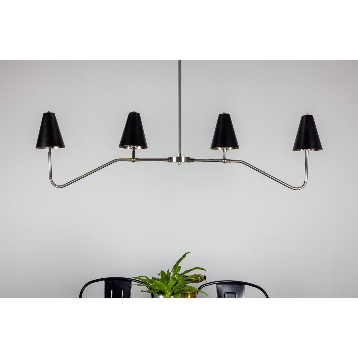 Mullan Salvador Island Bar Chandelier with Brass Shades - Antique Silver / Powder-Coated Matte Black Shades Finish