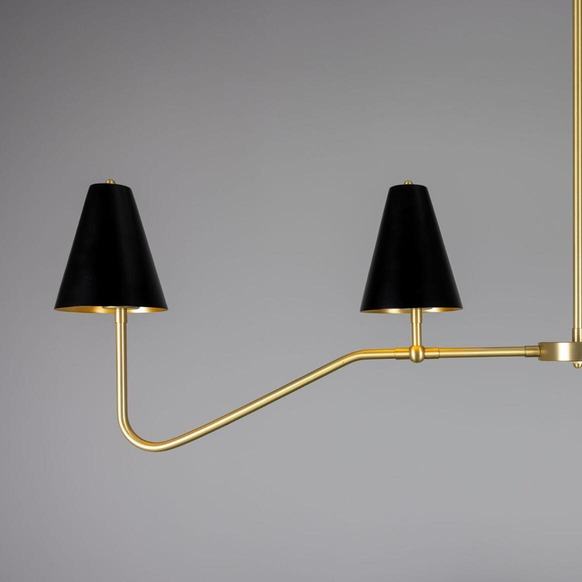 Mullan Salvador Island Bar Chandelier with Brass Shades - Satin Brass / Powder-Coated Matte Black Shades Finish