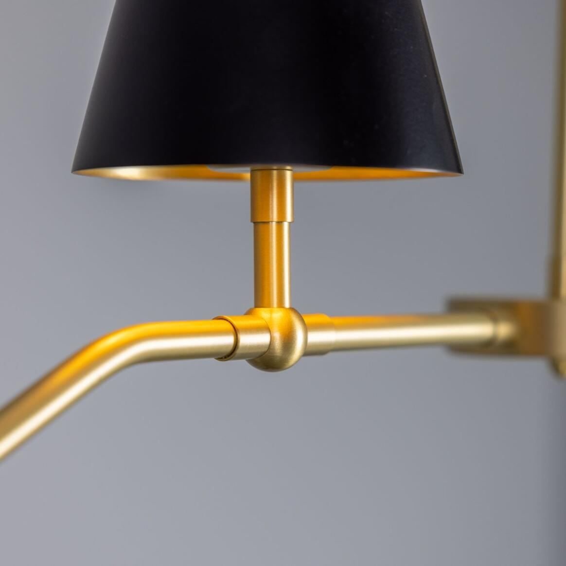 Mullan Salvador Island Bar Chandelier with Brass Shades - Satin Brass / Powder-Coated Matte Black Shades Finish