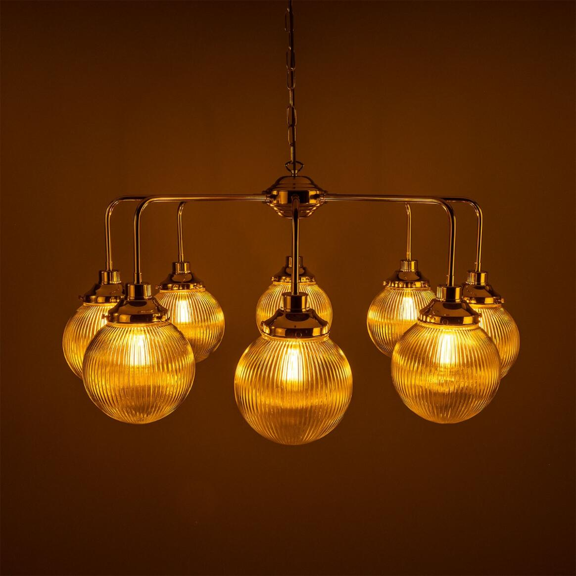 Mullan Genoa Eight Light Prismatic Glass Chandelier 109cm IP20 - Polished Brass Finish
