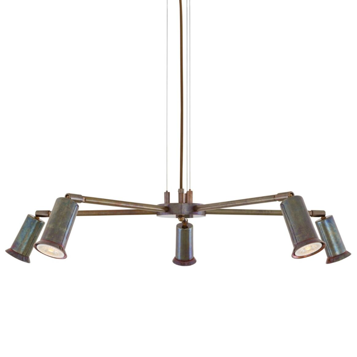 Mullan Jasper Contemporary Chandelier Five-Arm - Antique Brass Finish