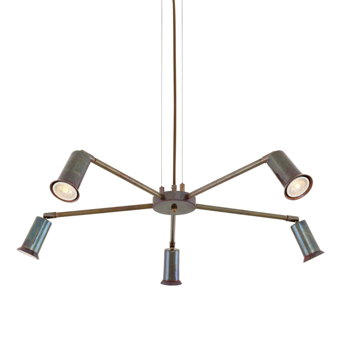 Mullan Jasper Contemporary Chandelier Five-Arm - Antique Brass Finish