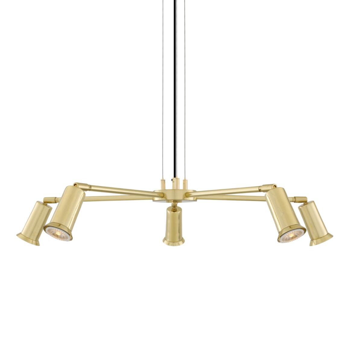 Mullan Jasper Contemporary Chandelier Five-Arm - Polished Brass Finish