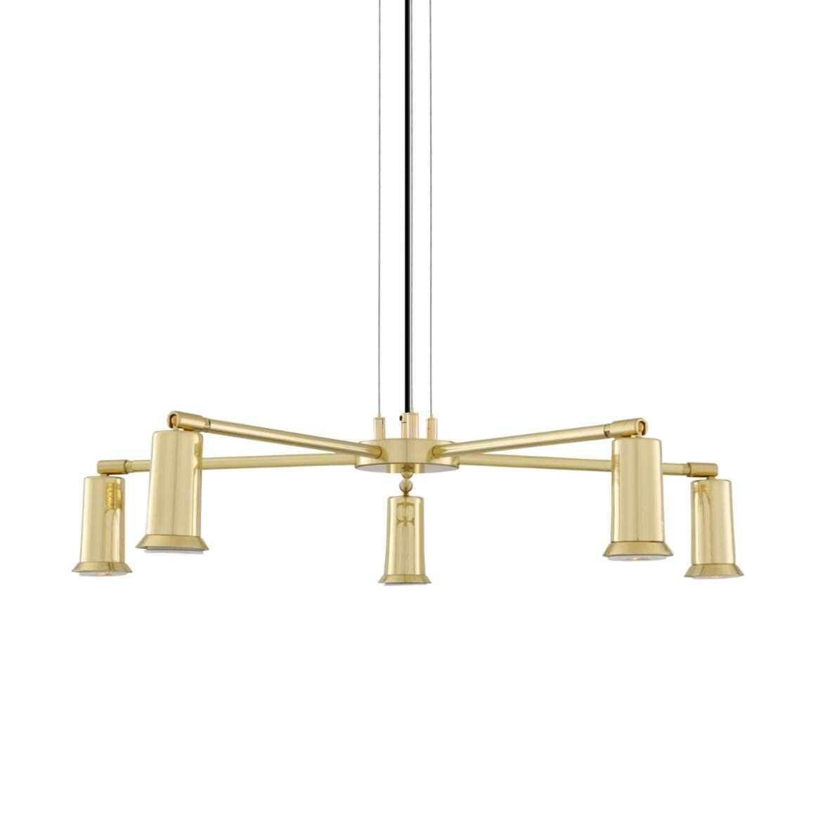 Mullan Jasper Contemporary Chandelier Five-Arm - Polished Brass Finish