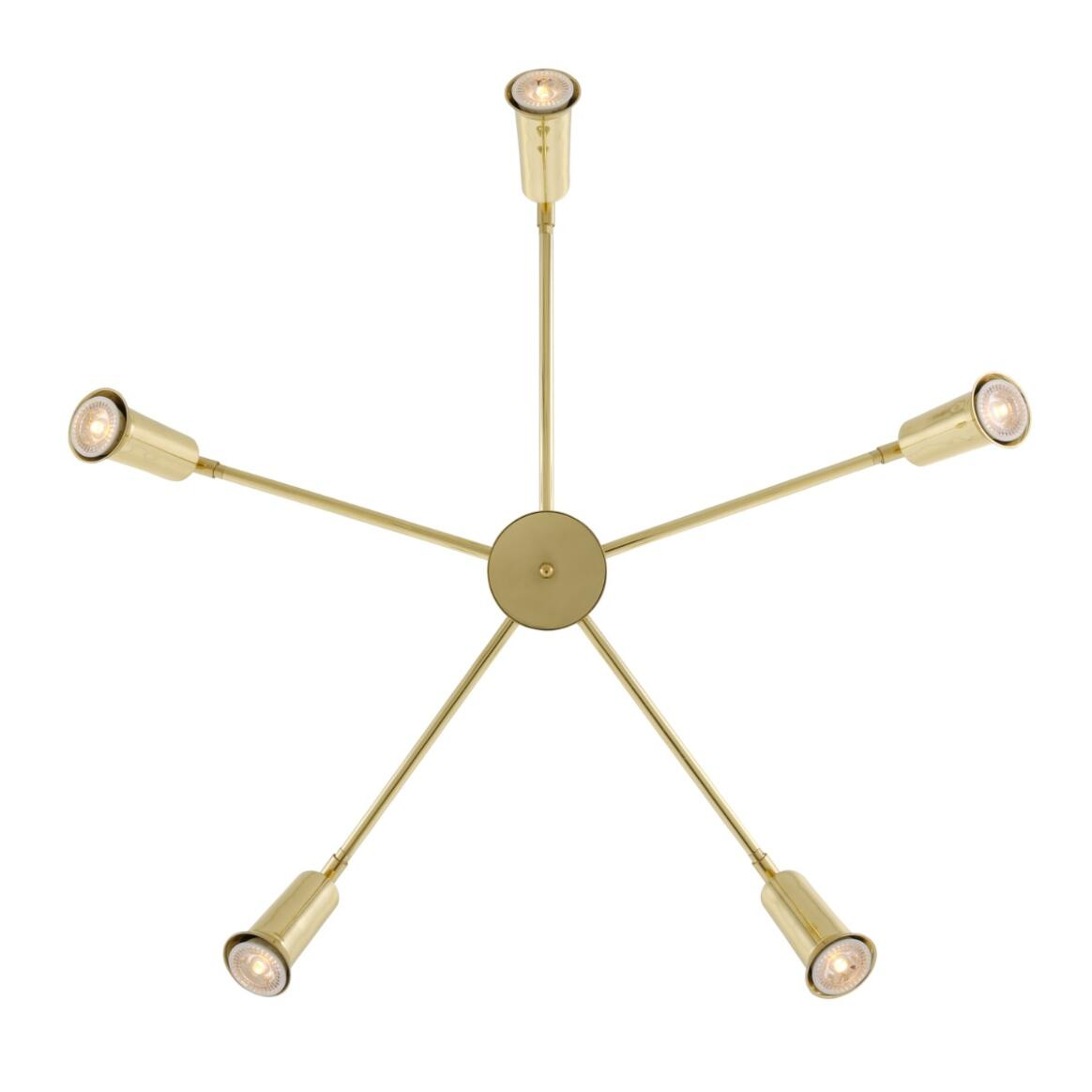 Mullan Jasper Contemporary Chandelier Five-Arm - Polished Brass Finish