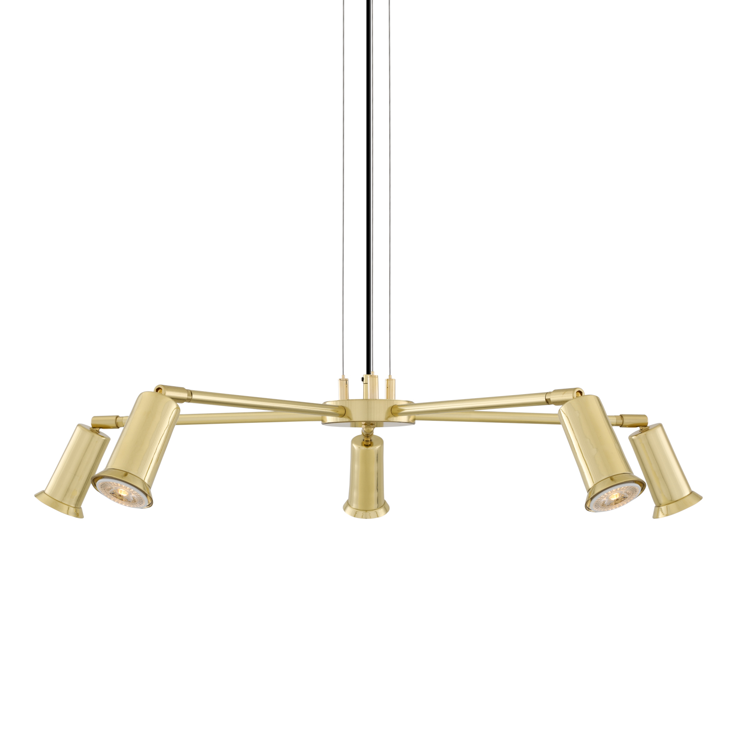 Mullan Jasper Contemporary Chandelier Five-Arm - Polished Brass Finish