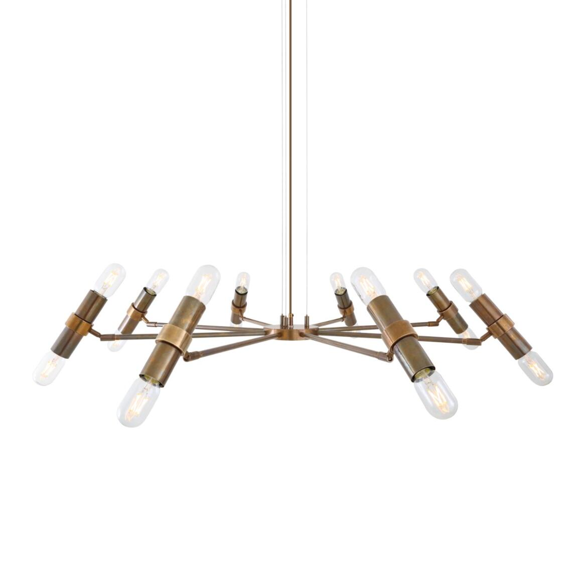 Mullan Kendu Modern Adjustable Chandelier Eight-Arm - Antique Brass Finish