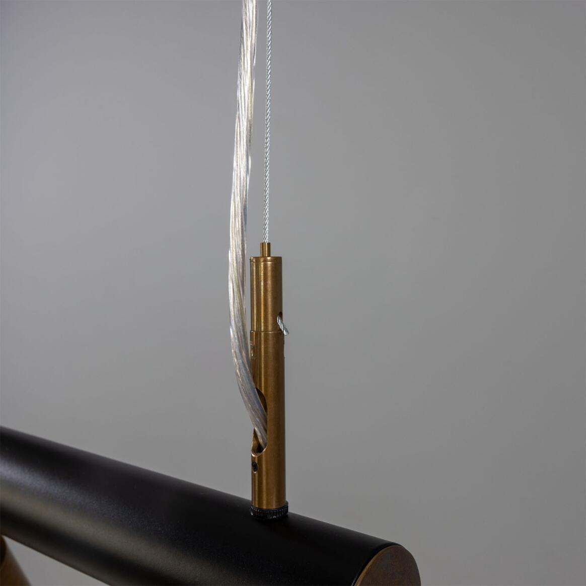 Mullan Watson Five Light Linear Island Pendant 100cm IP20 - Matte Black & Antique Brass Finish