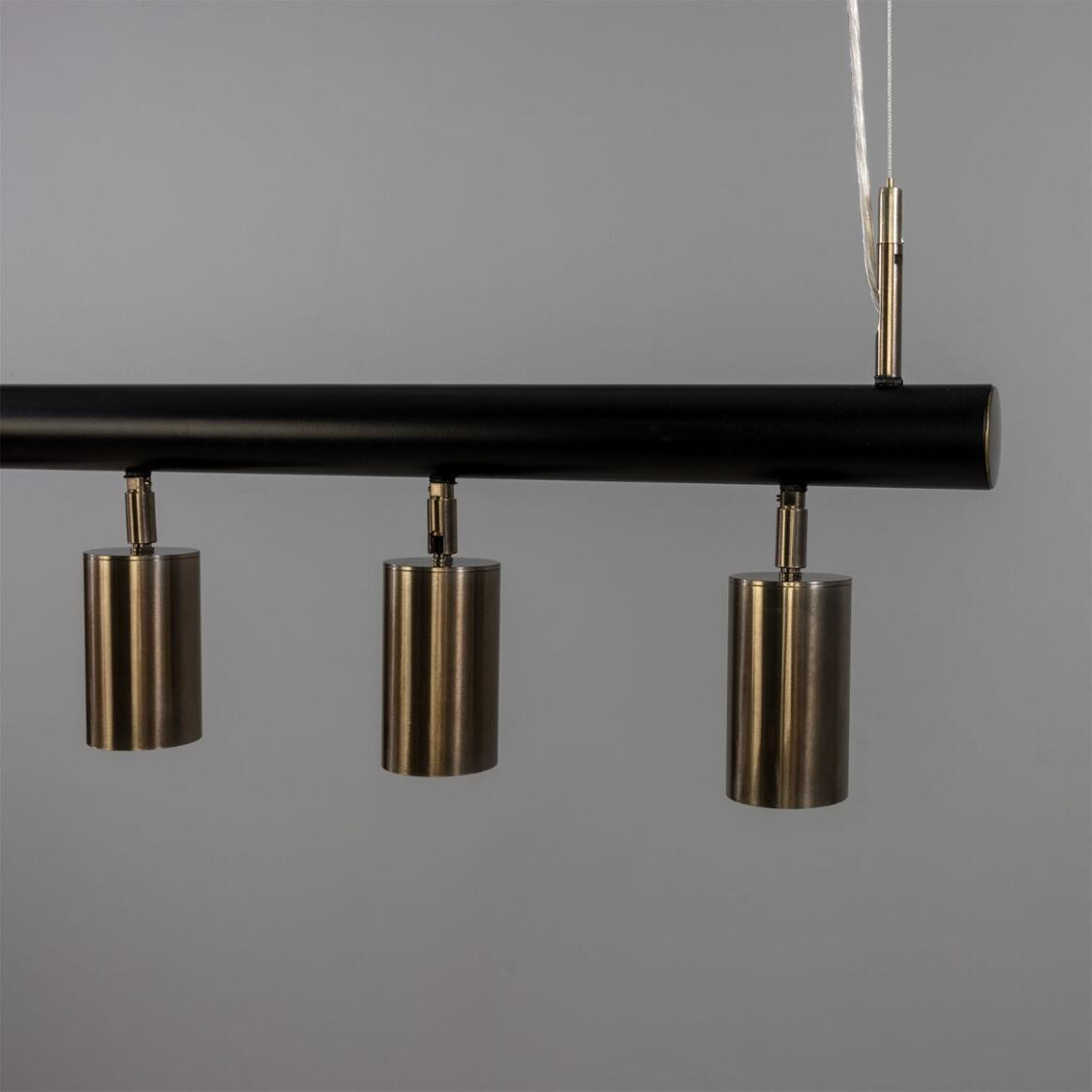 Mullan Watson Five Light Linear Island Pendant 100cm IP20 - Matte Black & Antique Silver Finish
