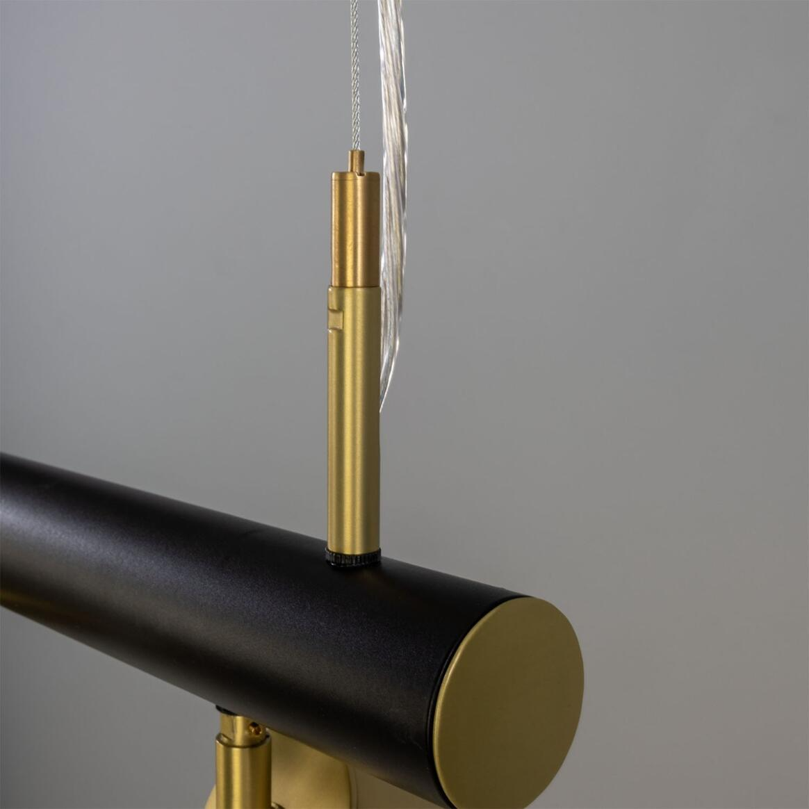 Mullan Watson Five Light Linear Island Pendant 100cm IP20 - Matte Black & Polished Brass Finish