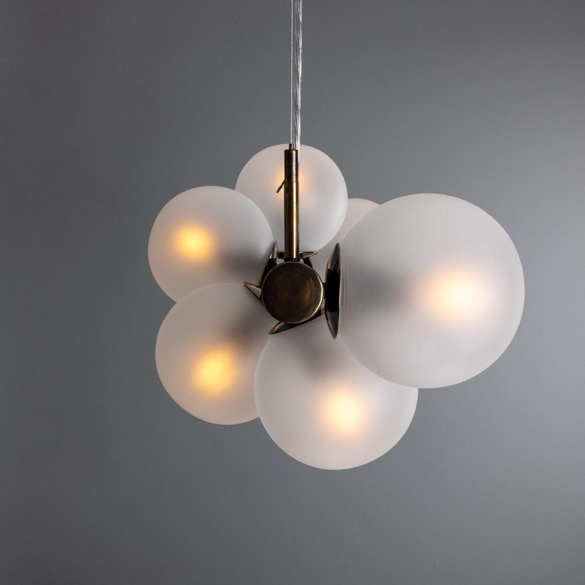 Mullan Moriarty Linear Island Pendant Light Nine-Light - Powder-Coated Matte Black and Antique Brass Finish