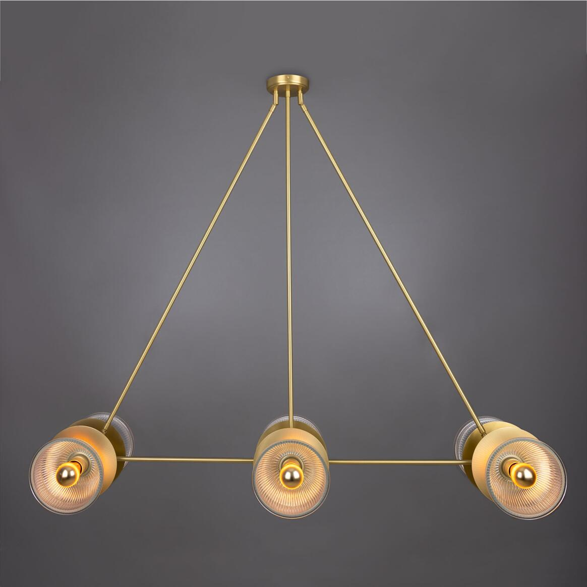 Mullan Eclipse Brass and Prismatic Glass Dish Chandelier - Satin Brass Finish