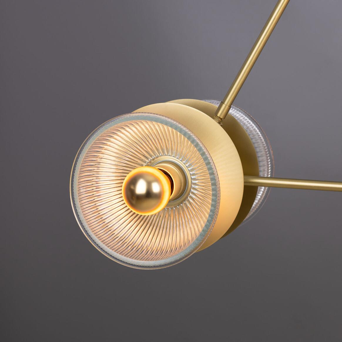 Mullan Eclipse Brass and Prismatic Glass Dish Chandelier - Satin Brass Finish