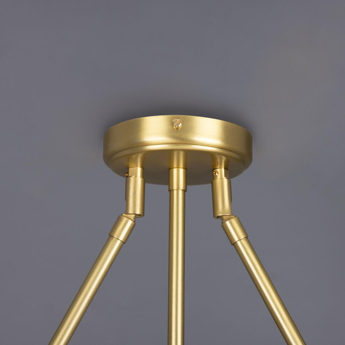 Mullan Eclipse Brass and Prismatic Glass Dish Chandelier - Satin Brass Finish