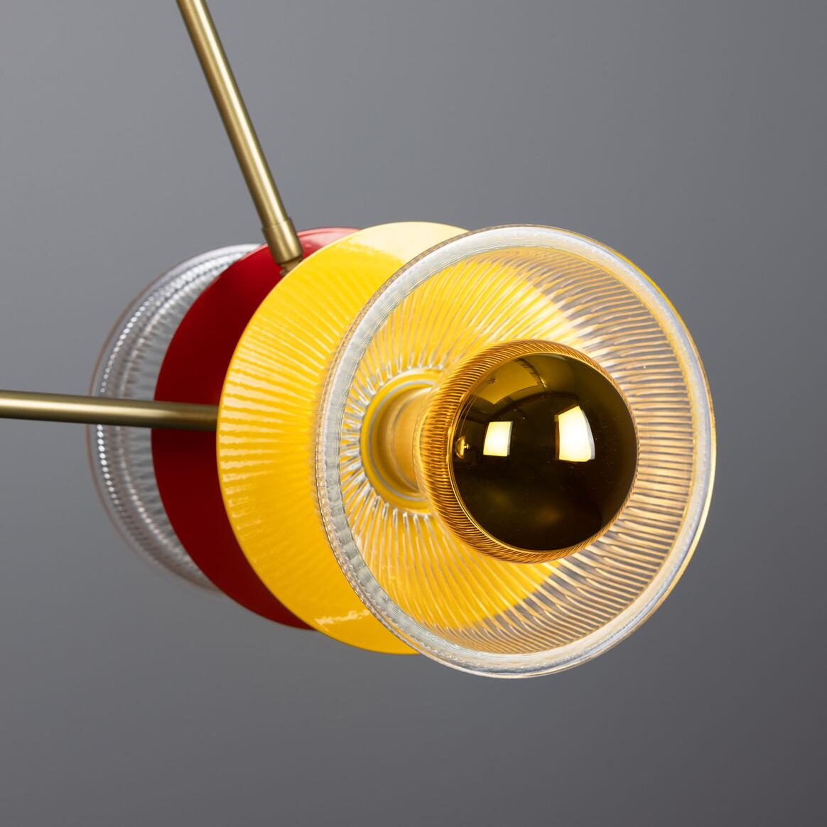Mullan Eclipse Multicoloured Prismatic Glass Dish Chandelier - Satin Brass Finish