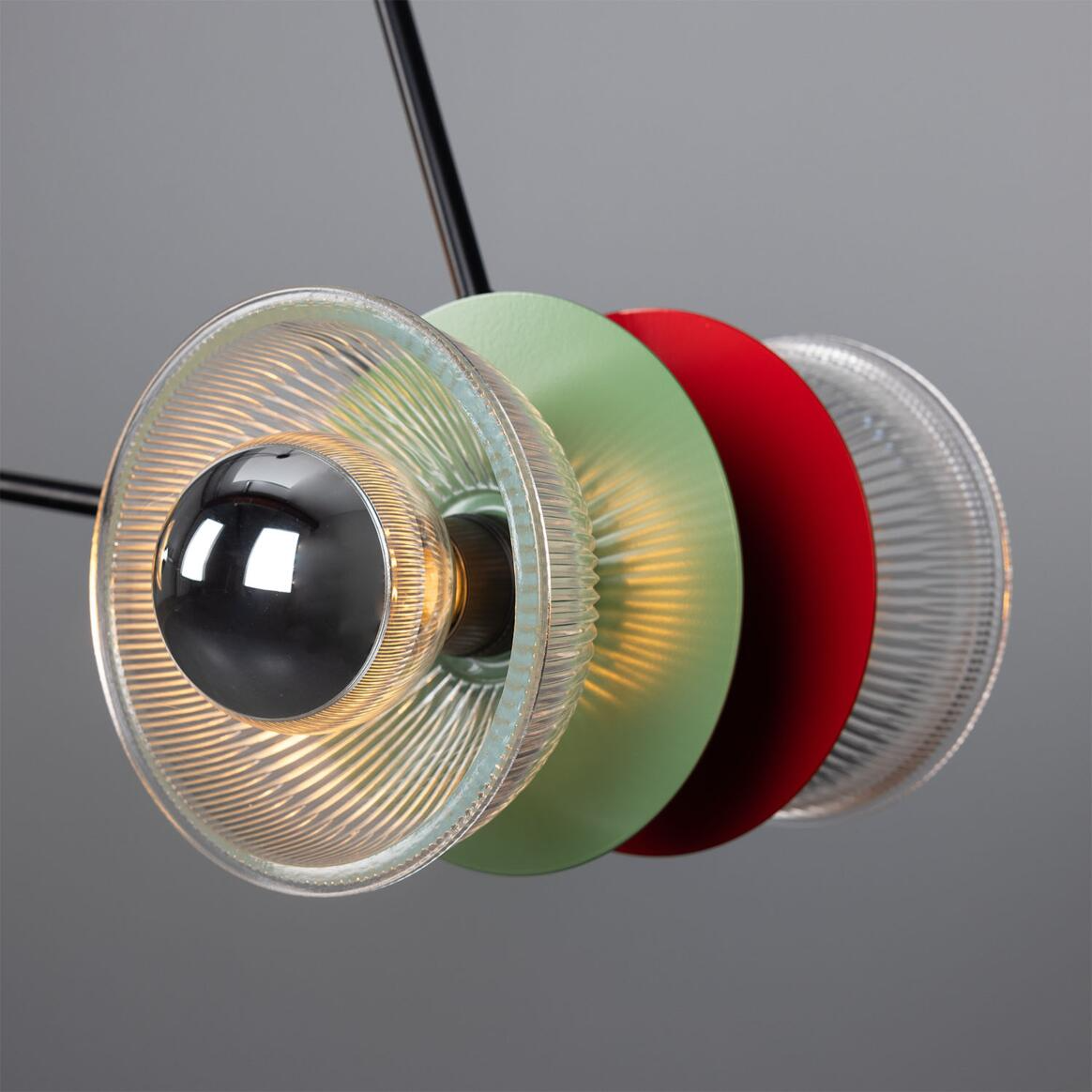 Mullan Eclipse Multicoloured Prismatic Glass Dish Chandelier - Powder-Coated Matte Black Finish